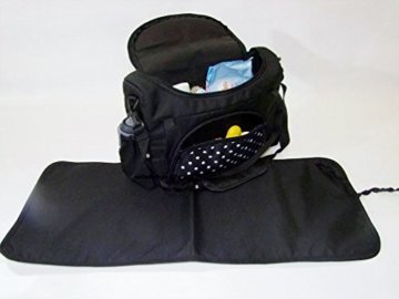 Babys-Dreams Wickeltasche für Kinderwagen Kinderwagentasche ** 8 FARBEN ** + Wickelunterlage (Schwarz kleine weiße Punkte) - 