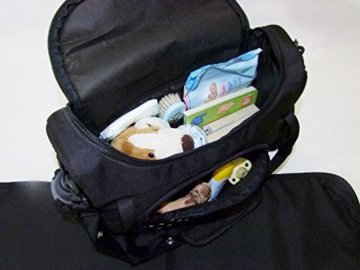 Babys-Dreams Wickeltasche für Kinderwagen Kinderwagentasche FLOWERS GRAU + Wickelunterlage - 